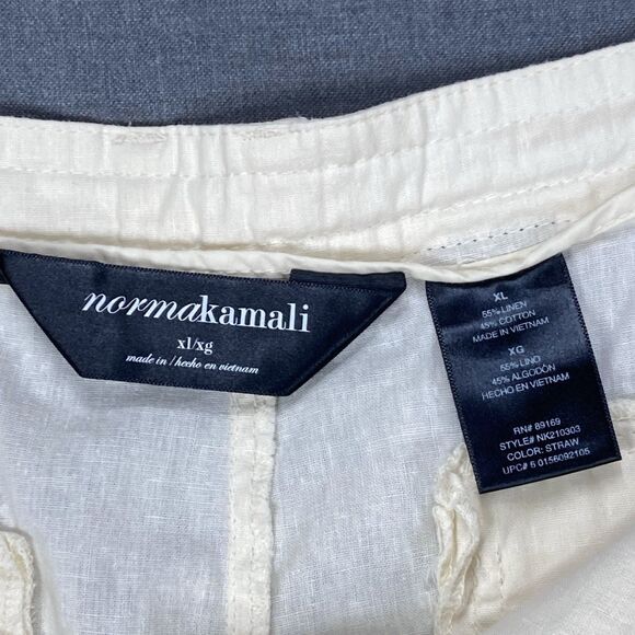 Norma Kamali Linen Pants Womens XL Ivory Straight Leg Breathable Casual Comfort - Picture 13 of 13